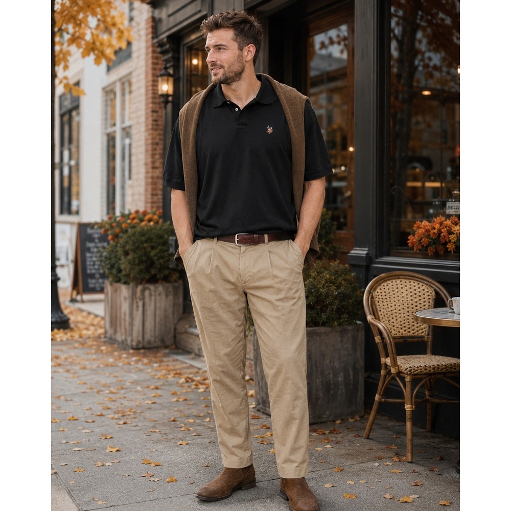 Men's 3XL Black 100% Cotton Polo Shirt Golf Preppy Quiet Luxury Casual